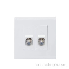 2Gang TV Satellite Socket منافذ 45 درجة مخرج طاقة